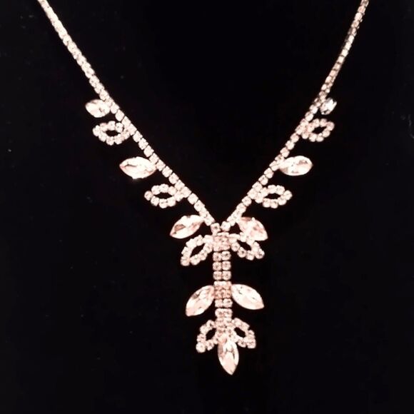 Icing Gold Tone Champagne and Clear Rhinestone Y Drop Necklace - Picture 7 of 9